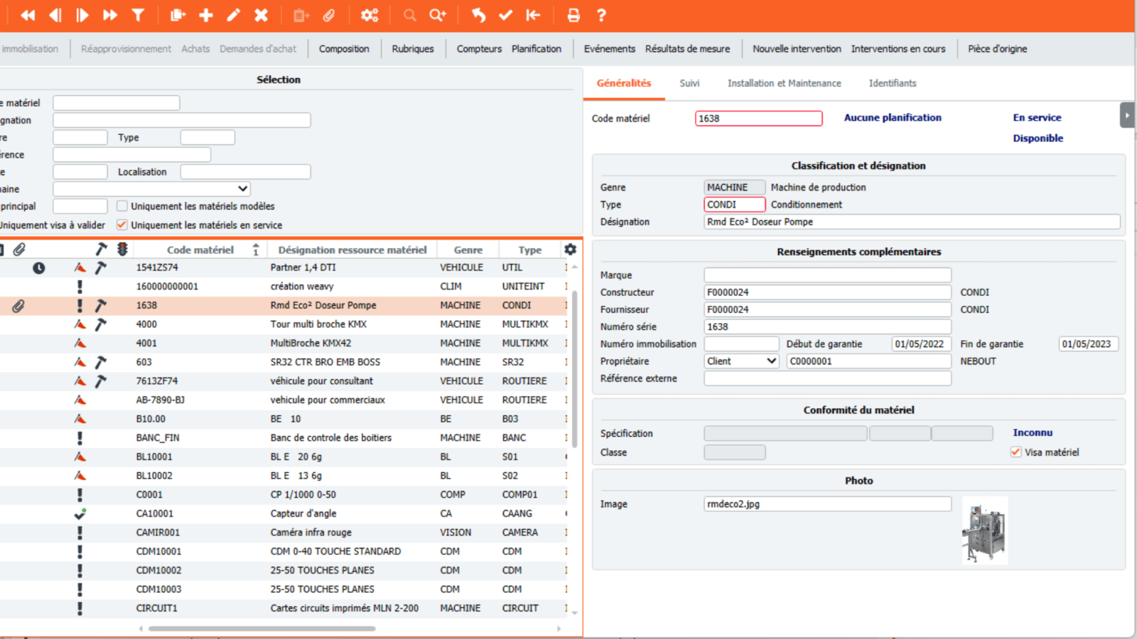 Fonctionnalité GRM de gestion des ressources matérielles
