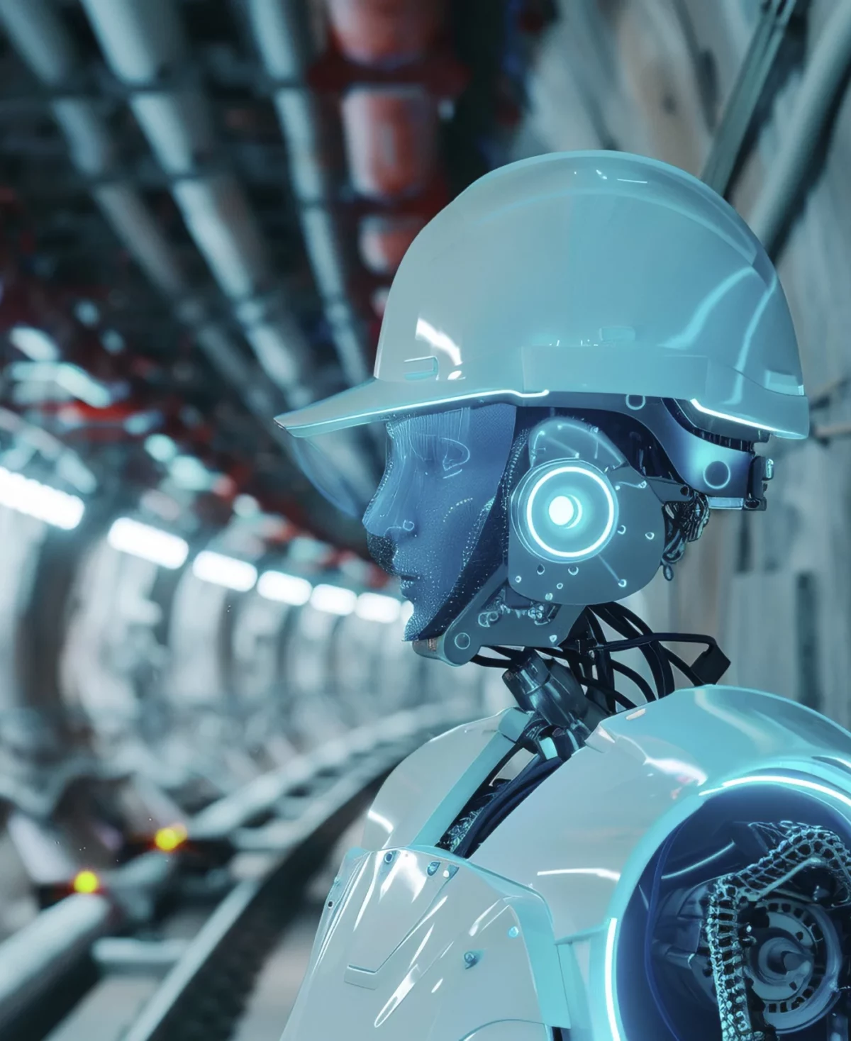 Robot portant un casque sur un chantier