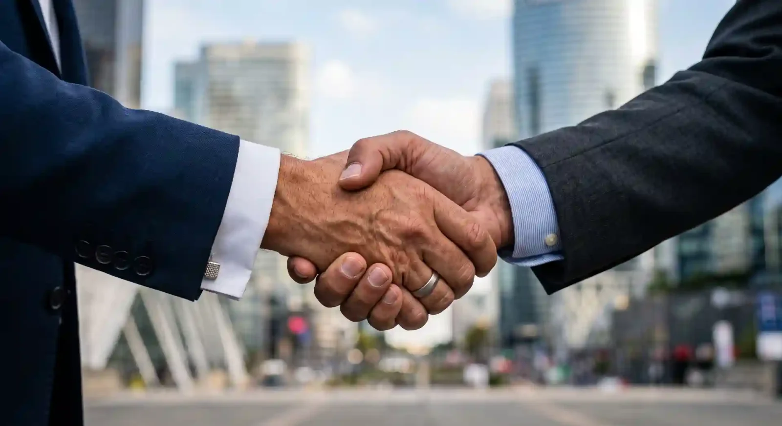 deux dirigeants d'entreprise qui se serrent la main